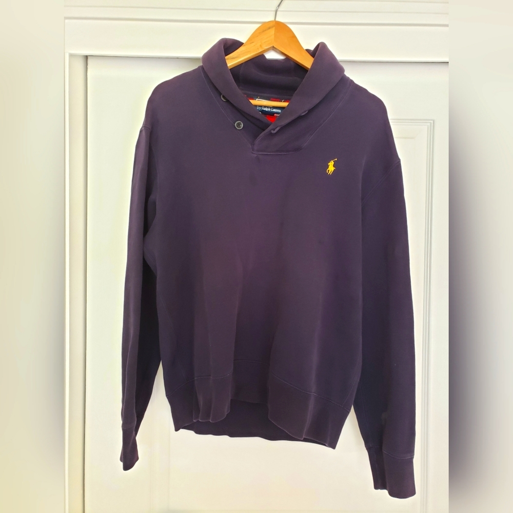Ralph Lauren Polo Luxury Jersey Shawl-collar pullover navy blue
